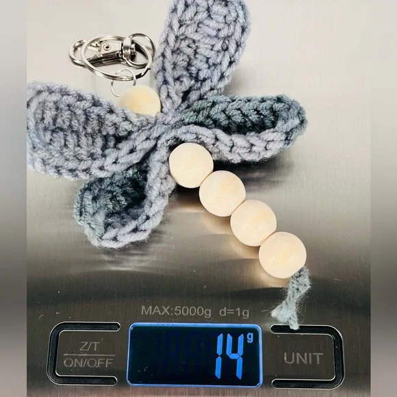 Crochet & Bead Dragonfly Bag Charm Keychain - Picture 5 of 5